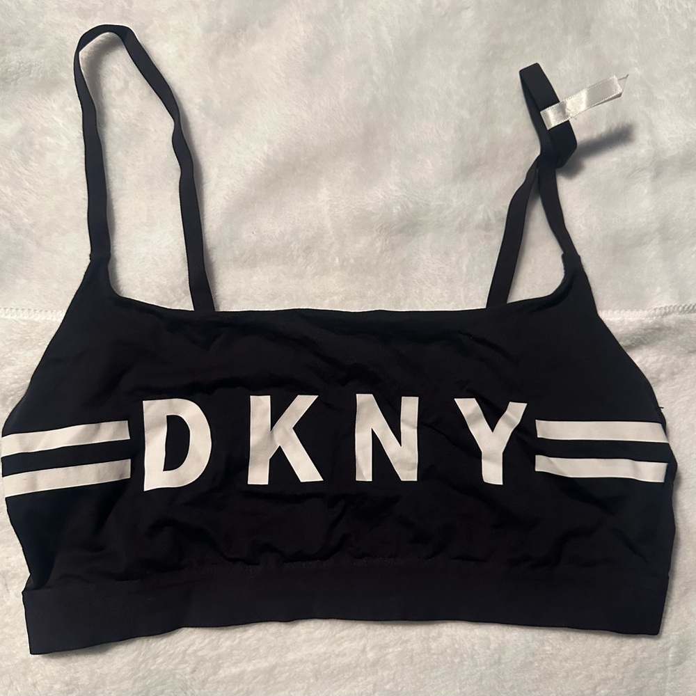 BLACK DKNY SPORTS BRA, LARGE SIZE.